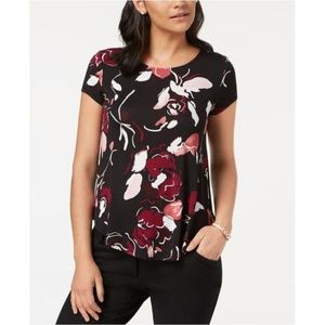 Alfani Berry Art Blossom Short Sleeve NWT Sz PP